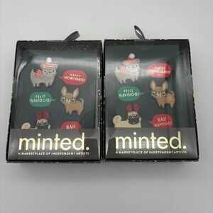 Minted 10ct DOGS OF CHRISTMAS Single Design Boxed Holiday Card Pack (x2) NEW